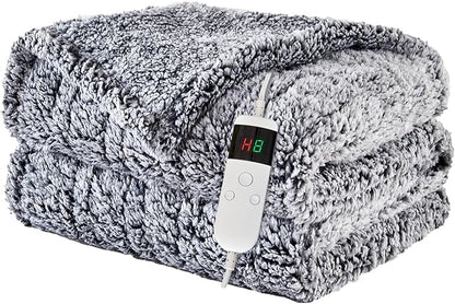 Heated Blanket Heated Twin, Electric Blanket 62"x84" Heating Blanket with 8 Hours Auto Off 10 Fast Heating Levels Machine Washable Sherpa Heated Blanket with Overheating Protection