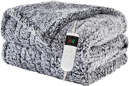 Heated Blanket Heated Full, Electric Blanket 72"x84" Heating Blanket with 8 Hours Auto Off 10 Fast Heating Levels Machine Washable Sherpa Heated Blanket with Overheating Protection