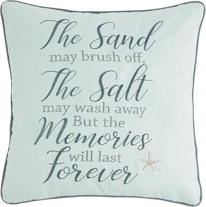 C&F Home "The Sand May Brush Off Cotton Blend Embroidered Accent Throw Pillow 18" x 18" Beach House Coastal Nautical Summer Starfish Home Living Room Sofa Couch Chair Bed Bedroom Beach House Decor
