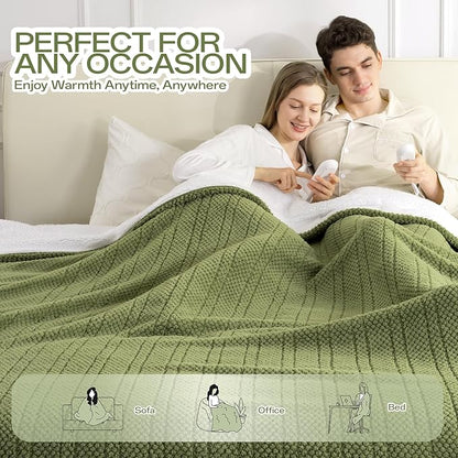 Heated Blanket Electric Blanket King Size, 90" x 100" Fast Heating Blanket with Dual Control 8 Heating Levels & 10 Hours Auto Off, Machine Washable, ETL & FCC Certification, Green