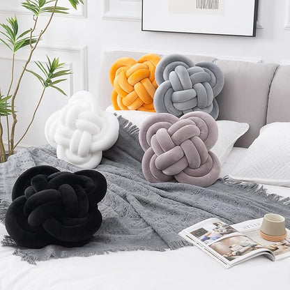 Xiashrk Knot Pillow, Decorative Throw Pillows with Soft Plush for Couch, 12" Knotted Pillows White Dorm Room Decor Ball Pillow Cushion for Bed Living Room