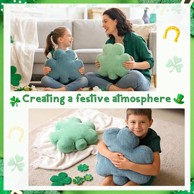 Cumule 2 Pcs St Patrick's Day Pillow Covers Green Lucky Shamrock Clover Pillow Cover for Irish St Patrick's Day Living Room Bedroom Decor Gifts