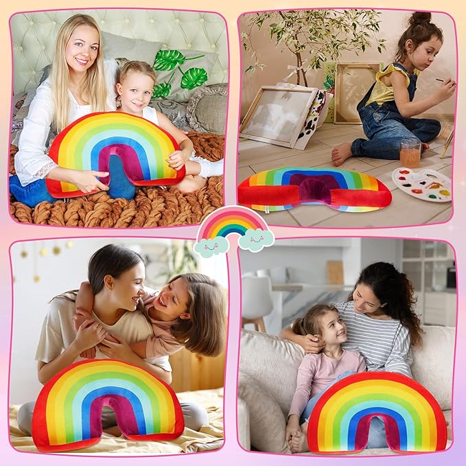 Chunful Rainbow Pillow for Girls Kids 13.8 x 8.7 x 4 Inch Plush Cute Rainbow Throw Pillow Arch Shaped Cushion Stuffed Decoration for Bed Chair Room Home Decor Easter Day(Colorful,1 Pcs)