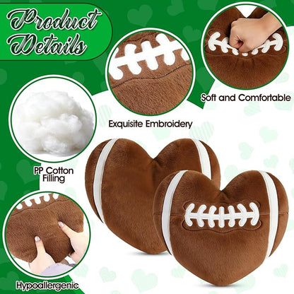 2Pcs Football Throw Pillow, 11 in Soft Embroidered Fluffy Football Pillow, Stuffed Plush Heart Shape Football Pillow for Bedrooom Couch Bed Decoration, Gift for Football Lover, Player, Team