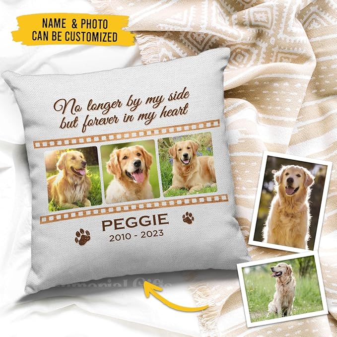 Pawfect House Dog Memorial Gifts for Loss of Dog, Personalized Pet Throw Pillow Covers (Insert Included), Forever in My Heart, Pet Memorial Gifts for Dogs, Custom Photo Pillow for Loss of Cat