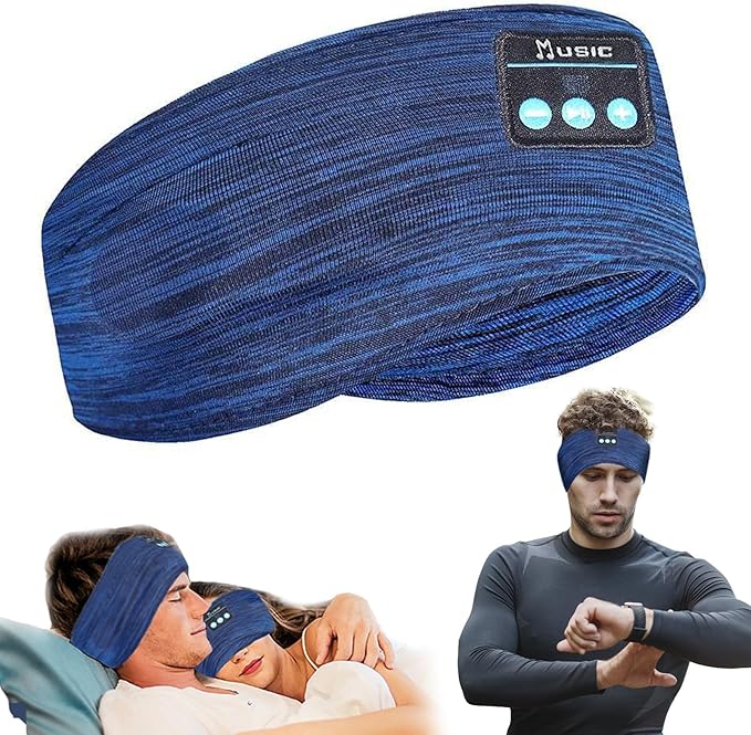 Bluetooth Headphones, Sleep Headphones Headband Wireless for Sleeping Side Sleepers - Adjustable Sleep Headphone, and Bluetooth Headbands for Women Men (Blue)