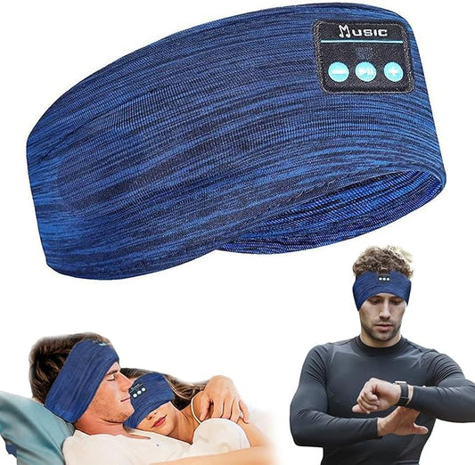 Bluetooth Headphones, Sleep Headphones Headband Wireless for Sleeping Side Sleepers - Adjustable Sleep Headphone, and Bluetooth Headbands for Women Men (Blue)