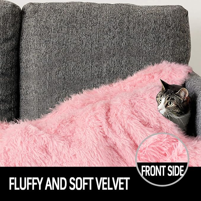 LOCHAS Luxury Fluffy Dog Blanket, Extra Soft and Warm Sherpa Fleece Pet Blankets for Dogs Cats, Plush Furry Faux Fur Puppy Throw Cover, 40''x60'' Pink