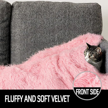 LOCHAS Luxury Fluffy Dog Blanket, Extra Soft and Warm Sherpa Fleece Pet Blankets for Dogs Cats, Plush Furry Faux Fur Puppy Throw Cover, 40''x60'' Pink