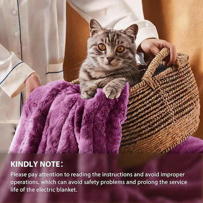 Homemate Electric Heated Blanket Full Size - 72"x84" Heating Blanket Full Size 1/2/4/6/8 Hours Auto-Off 10 Heat Level Over-Heat Protection Luxury Faux Fur Sherpa ETL Certification