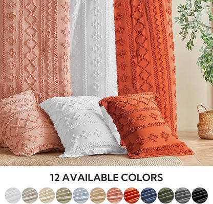 MR&HM Queen Comforter Set Terracotta, 7 Pieces Tufted Boho Beddding Sets, Farmhouse Style Bed in a Bag with 1 Comforter, 2 Pillow Shams, 2 Pillowcases, 1 Flat Sheet, 1 Fitted Sheet for All Seasons