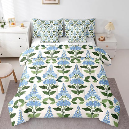 Feelyou Girls Flower Comforter Set with Sheets King Size 7 Pieces Kids Romantic Florals Pattern Bedding Set for Boys Women Teens Garden Botanical Nature Theme Bed in a Bag Room Decor