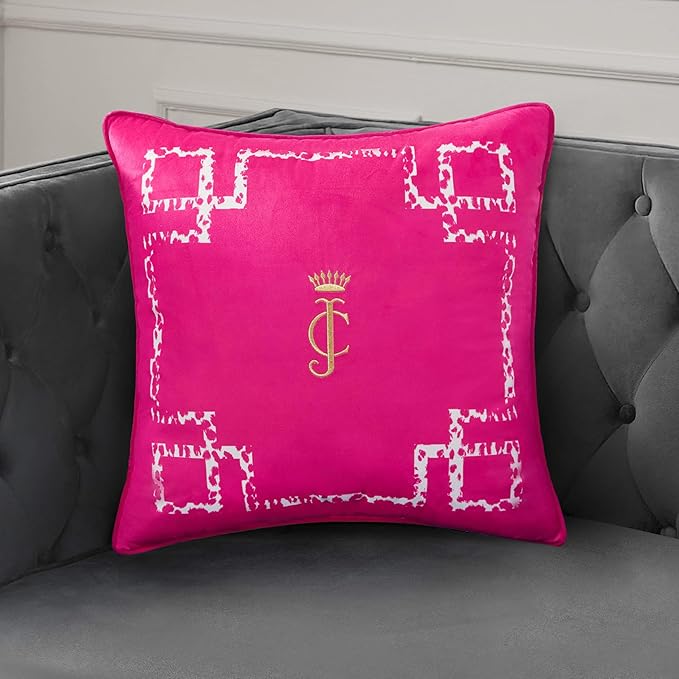 Juicy Couture Decorative Accent Throw-Pillows, 20"x20", Lattice Hot Pink