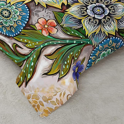 3 Piece Boho Floral Bedding Set,Colorful Flowers Comforter Set,Bohemian Reversible Down Alternative Bed Sets,Twin Size Soft Microfiber Flower Duvet Vintage Bedding in a Bag for Women Men