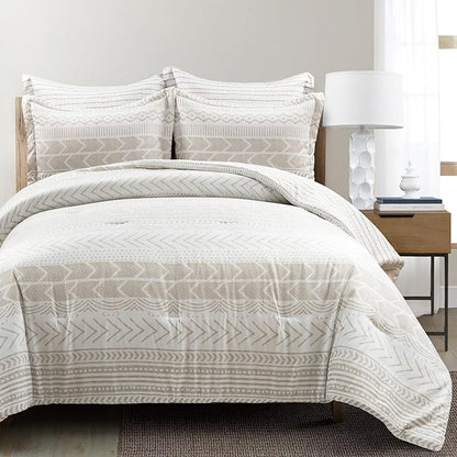 Lush Decor Hygge Geo Reversible 5 Piece Comforter Set, King, Black & White