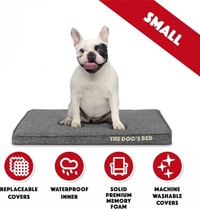 The Dog’s Bed Orthopedic Memory Foam Dog Bed Mattress, Linen Fabric, Grey Linen, S, 2-Inch