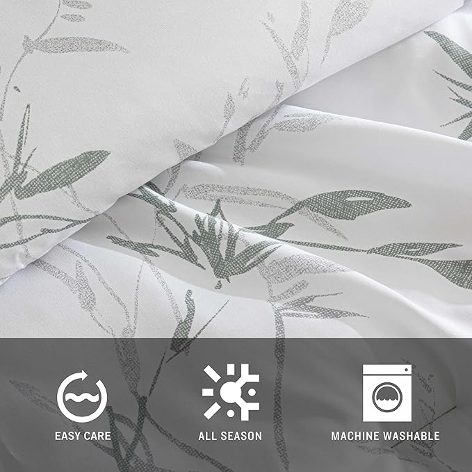 Kenneth Cole - Comforter Set, Super Soft Bedding with Matching Sham & Bonus Throw Blanket, Luxurious Home Decor (Ink Wash Vine Green, Twin)