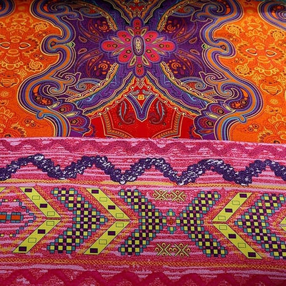 Boho Full Size Comforter Set Soft Chic Boho Comforter Set 3 Pieces Lightweight Exotic Yellow Orange Bohemian Mandala Colorful Retro 1 Boho Comforter and 2 Pillowcases for All Seasons
