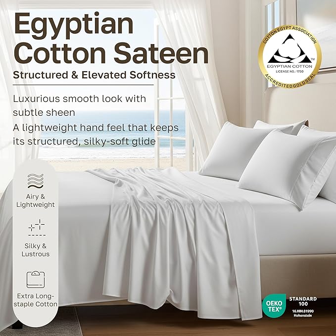 California Design Den 100% Egyptian Cotton Sheets Set - California King Sheets, Certified Authentic Luxury, Deep Pockets, Soft Sateen, Durable and Breathable Bedding Set for Hot Sleepers - Mint Green