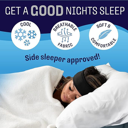 CozyPhones Sleep Headphones - Over Ear Headphones from Ultra Thin Cool Mesh Wired for Side Sleepers, Meditation, Running, Laptop, and Phone - Black with Blue Liner