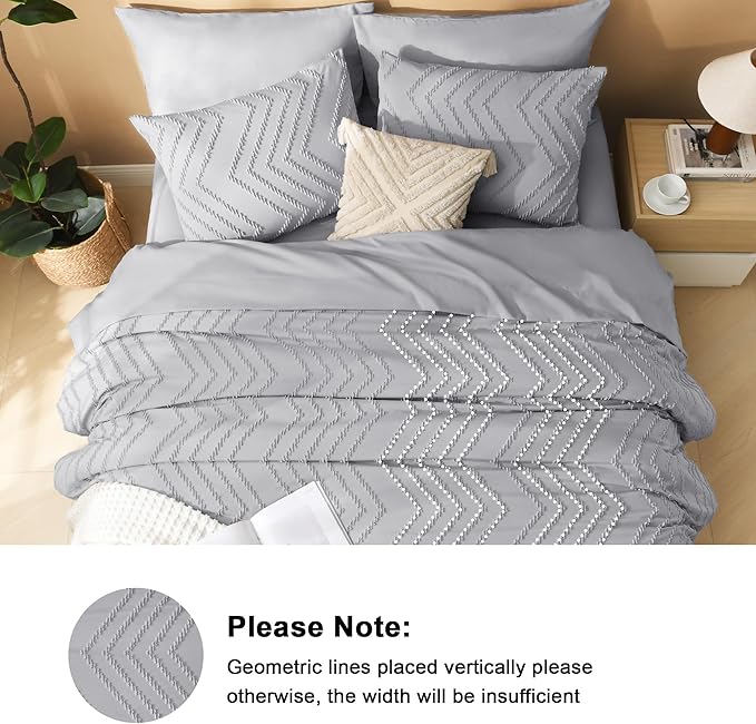 Litanika Light Grey California King Size Comforter Set with Sheets - 7 Pieces Bed in a Bag California King Boho Tufted Complete Bedding Sets with Comforter, Sheets, Pillowcases & Shams
