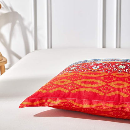 Flysheep Boho Striped Bed in a Bag 7 Pieces Queen Size, Colorful Bohemian Tribal Teal Blue Red Reversible Comforter Bed Set (1 Comforter, 1 Flat Sheet, 1 Fitted Sheet, 2 Pillow Shams, 2 Pillowcases)