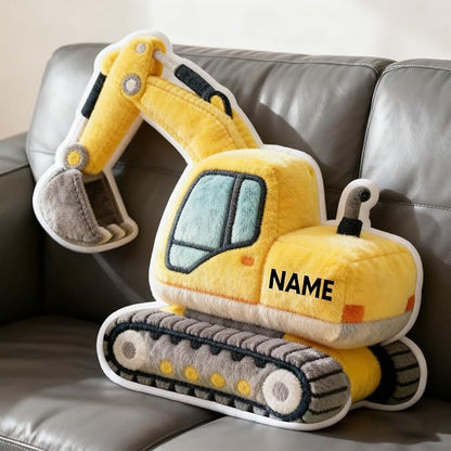 Custom Excavator Shaped Pillow Personalized Double-Sided Printed Cute Pillow Customized Christmas Party Commemorative Gift Sofa Decorative for Boys and Girls 8-32in