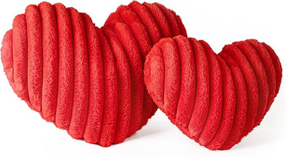 AELS Heart Shaped Pillow, Set of 2, Heart Decorative Throw Pillows, Faux Fur Love Pillows, Cute Valentines Day Decorations, Wedding Decor, Living Room Bedroom Nursery Decor, Red, L & M