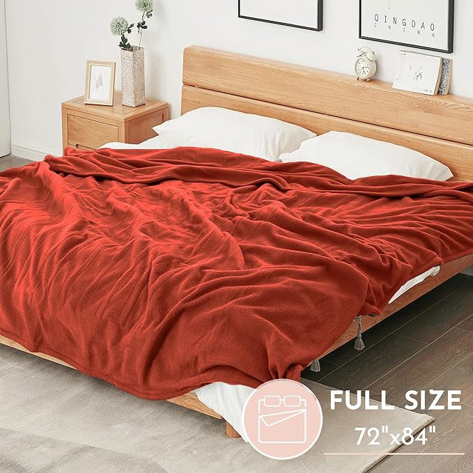 Electric Heated Blanket Full Size 72x84 Microplush Cover Blanket 4 Heat Settings & 10 Hours Auto Off, Cozy & Breathable, Warm All Night, Orange