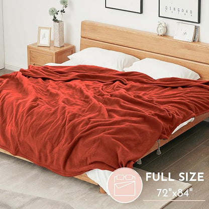 Electric Heated Blanket Full Size 72x84 Microplush Cover Blanket 4 Heat Settings & 10 Hours Auto Off, Cozy & Breathable, Warm All Night, Orange