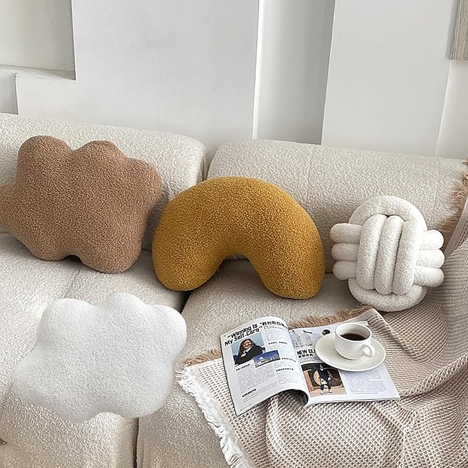 White Clouds Shaped Throw Pillows Cute Soft Waist Rest Cushion Home Decorative Throw Pillow Used to Add Comfort and Style for Home Sofa Bedroom Gift