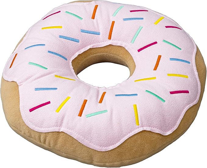 Mabel Home Throw Pillow 14", Donut, 3D Digital Print Decorative Comfortable Soft Plush Funny Food Shaped Pillow, Seat Pad Cushion for Couch, Chair, Floor, Sofa (Pink)