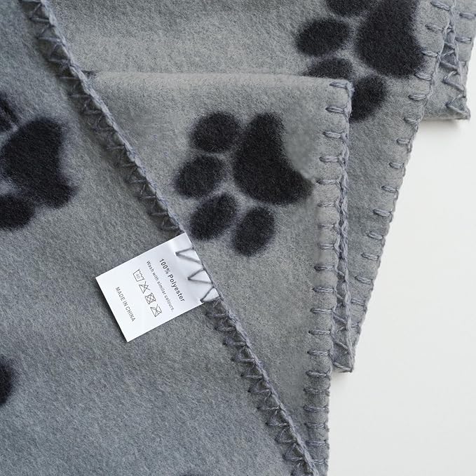 ZYFZCYBL Fleece Throw Blankets for Couch Bulk Lightweight Warm Soft Cozy Blanket 6 Pack Bulk Fleece Blanket Solid for Bed Couch Office Gifts Outdoor 50 x 60 inch Grey Black Paw Print