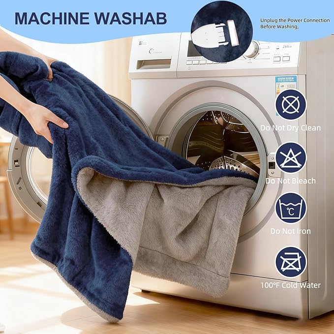Heated Blanket Queen Size, 84"x90" Electric Heating Soft Dual-Sided Flannel Machine Washable Blanket, 12 Heat Levels & 12 Hours Auto Off, Soft Warm Flannel Blanket, Overheat Protection with ETL & FCC