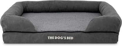 The Dog’s Bed Orthopedic Memory Foam Dog Bed with Bolsters, Plush Fabric, Grey Plush, M