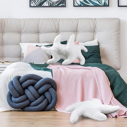 Fumete Starfish Pillow Beach Starfish Shaped Throw Pillows 20'' Stuffed Animal Cute Plush Coastal Decor Ocean Star Pillow Plush Cushion for Bedroom Living Room Sofa Couch(White,2 Pcs)