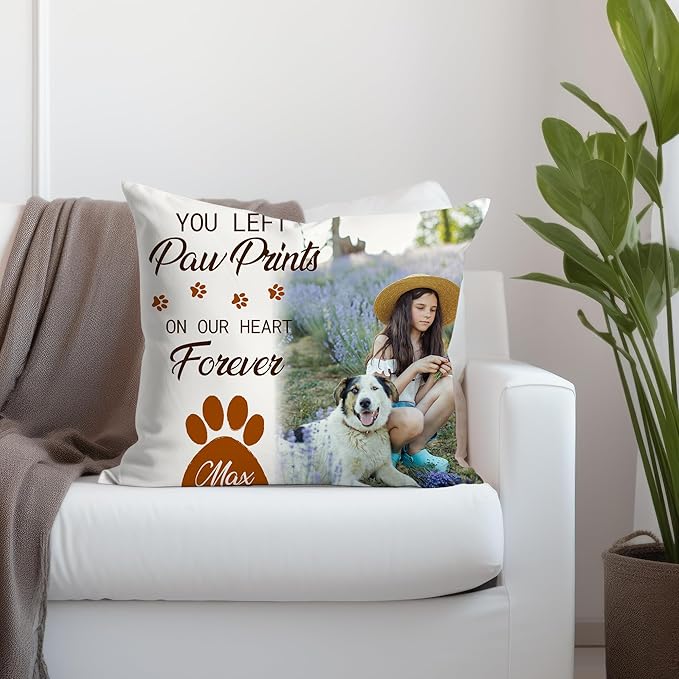 Ships Next Day, Made in USA - Personalized Pet Memorial Pillow for Cats & Dogs - Memorial Gift for Loss of Dog - Pet Memorial Gift - Sympathy Gifts - Dog Remembrance Pillow - Unique Keepsake v1(20x20)