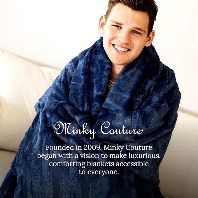 Minky Couture Sorbet Blanket - Ultra-Soft Throw for Silky Smooth Comfort - Premium Decorative Throw Blanket - Midweight, Breathable Fabric - Machine Washable Adult, Navy