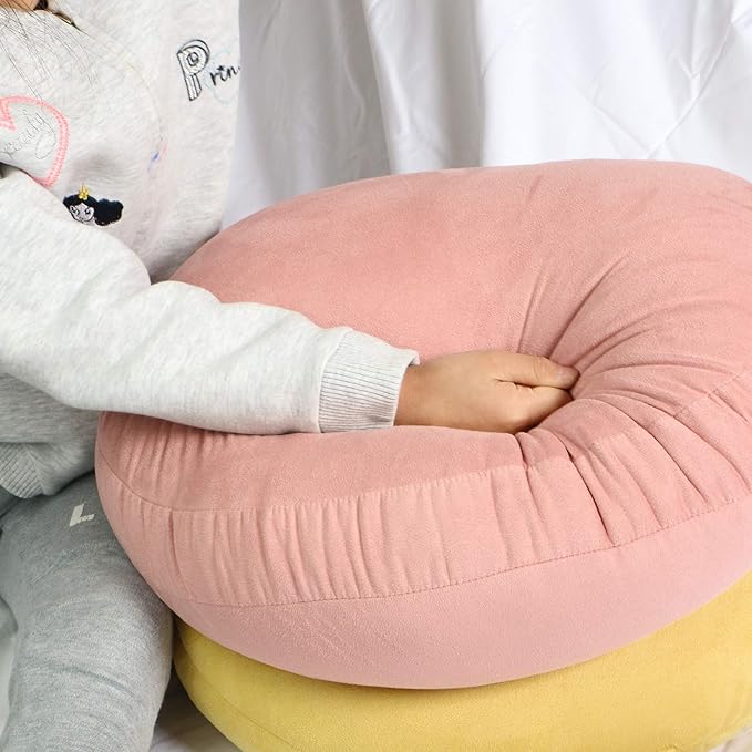 Taro Pink Round Throw Pillow 16x16 Down-Like Polyester Filling Super Soft Cushion Ultra Fluffy Feather-Like Touching Decor Round Floor Pillow for Couch Bed Sofa, 1 Piece