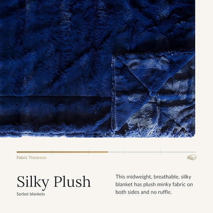 Minky Couture Sorbet Blanket - Ultra-Soft Throw for Silky Smooth Comfort - Premium Decorative Throw Blanket - Midweight, Breathable Fabric - Machine Washable Travel, Navy