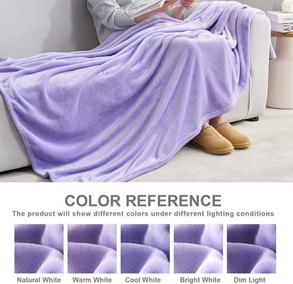 Hansleep Fleece Lilac King Blanket, Super Soft Flannel Fuzzy Plush Cozy Blanket for All Seasons, Lilac, King 90x108 Inches