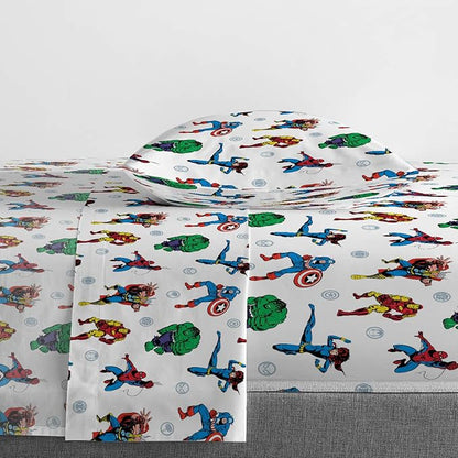 Jay Franco Marvel Avengers Fighting Team 4 Piece Twin Bed Set - Includes Reversible Comforter & Sheet Set Bedding - Super Soft Fade Resistant Microfiber (Official Marvel Product)