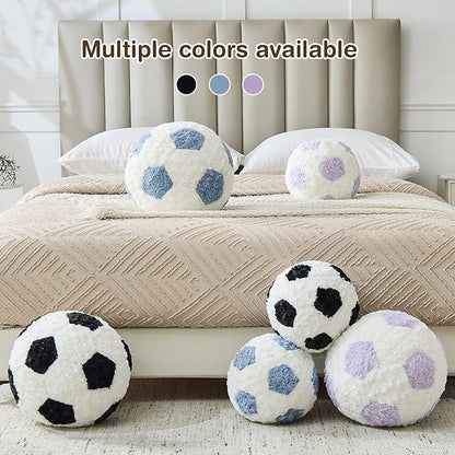 Soccer Throw Pillow Purple Round Football Ball Pillow Soccer Plush Pillows Aesthetic Home Decor Soccer Ball Decorative Pillow Soft Soccer Ball for Bed Couth