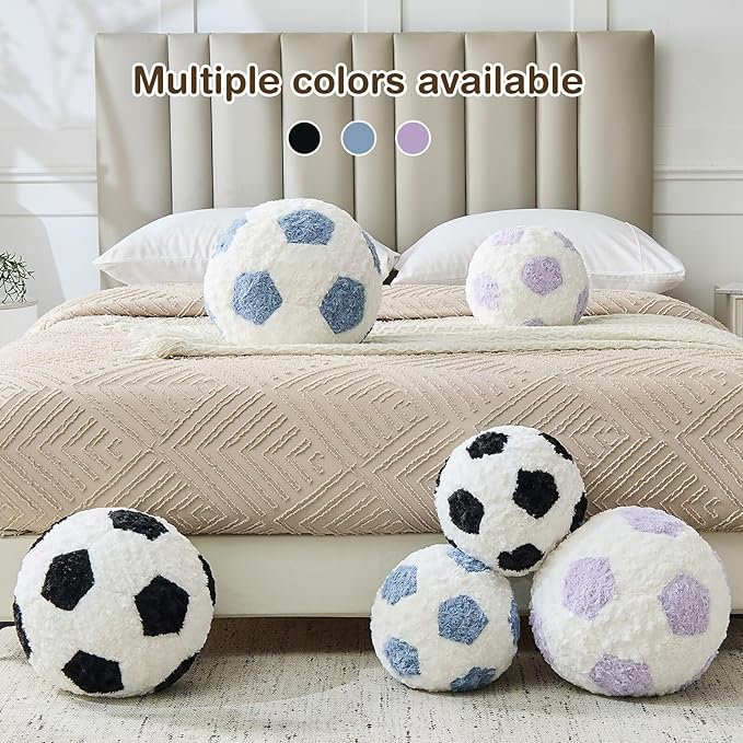 Soccer Throw Pillow Purple Round Football Ball Pillow Soccer Plush Pillows Aesthetic Home Decor Soccer Ball Decorative Pillow Soft Soccer Ball for Bed Couth