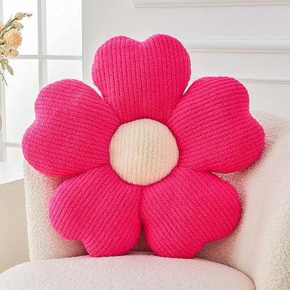 Flower Throw Pillow, Cute Flower Shaped Pillow Decorative Throw Pillow for Bed Couch, Soft Daisy Pillows Floor Seating Cushion Cushions (19.6 Inch Hot Pink)
