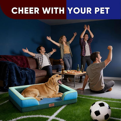 Comfort Expression Orthopedic Dog Bed for Extra Large Dogs 45x35 Inch, Waterproof Egg Crate Foam XL Pet Bed with Removable Bolsters, Dog Couch with Washable Cover & Non-Slip Bottom, Dallas
