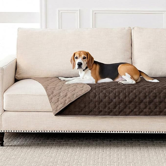 Waterproof Dog Blanket, Couch Cover for Dogs Washable, Reversible Dog Bed Cover, Couch Furniture Protector. (Dark＆Light Brown, 40 X 50 Inch - 1 Pack)