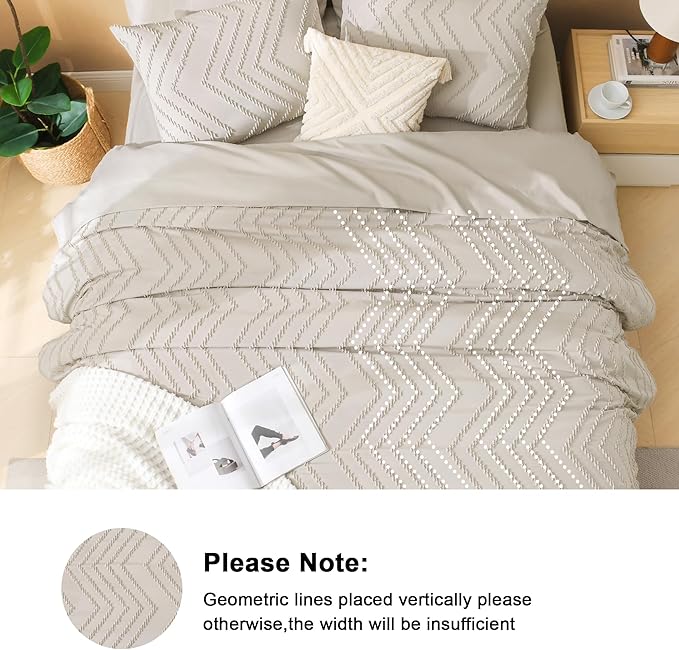 Litanika Oversized King Size Comforter Set with Sheets Oatmeal - 7 Pieces Bed in a Bag Oversized King Boho Tufted Complete Bedding Sets with Comforter, Sheets, Pillowcases & Shams