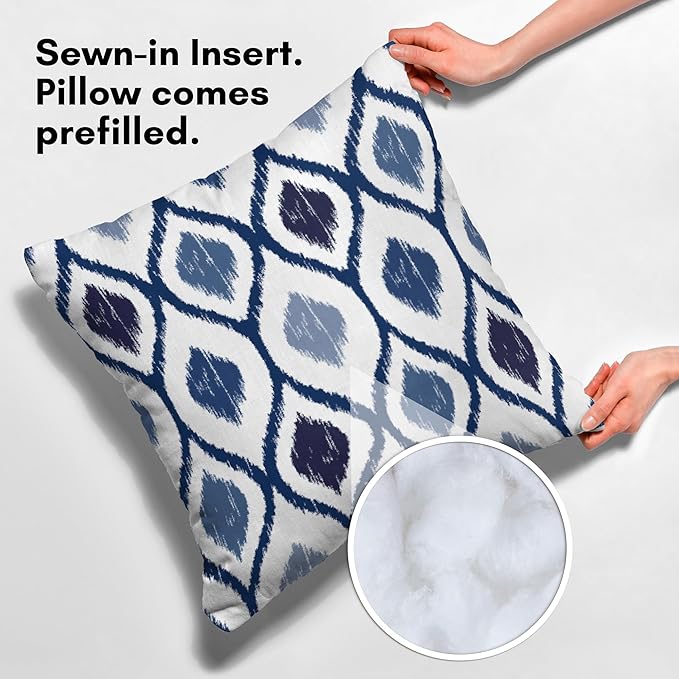 Americanflat 20x20 Throw Pillow with Sewn-in Insert - All-in-One Decorative Pillows - No Cover Needed - Soft and Durable Cushion for Bed or Sofa - Polyester - Blue