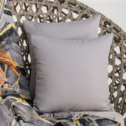 JMGBird Water-Resistant Outdoor Pillows Set of 2, 18x18 inch Durable Pure Grey Throw Pillows with Inserts for Patio Furniture